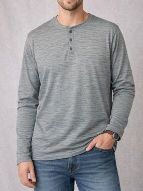 Tommy Bahama Henley Shirt Mens Size XL Gray Performance Preppy Lightweight